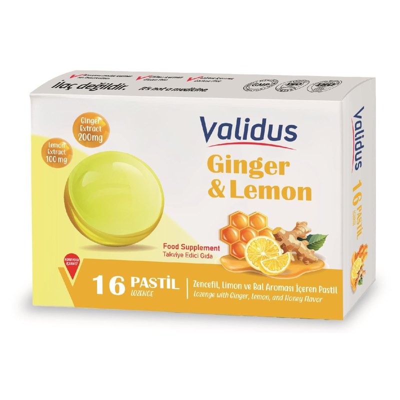 Validus Lemon + Ginger + Honey 16 Pastille