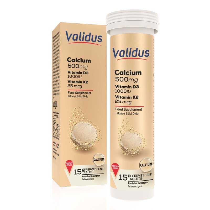 Validus Calcium + Vitamin D3 + Vitamin K2 15 Effervescent Tablets