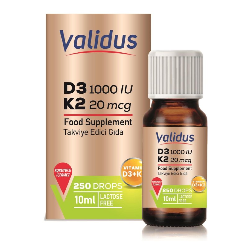 Validus Vitamin D3 + Vitamin K2 Drops 10 ml (Kappa Patented Active)