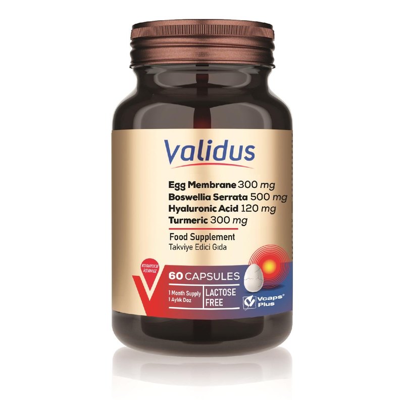 Validus Egg Membrane 300 mg + Boswellia Serrata 500 mg + Hyaluronic Acid 120 mg + Turmeric 300 mg