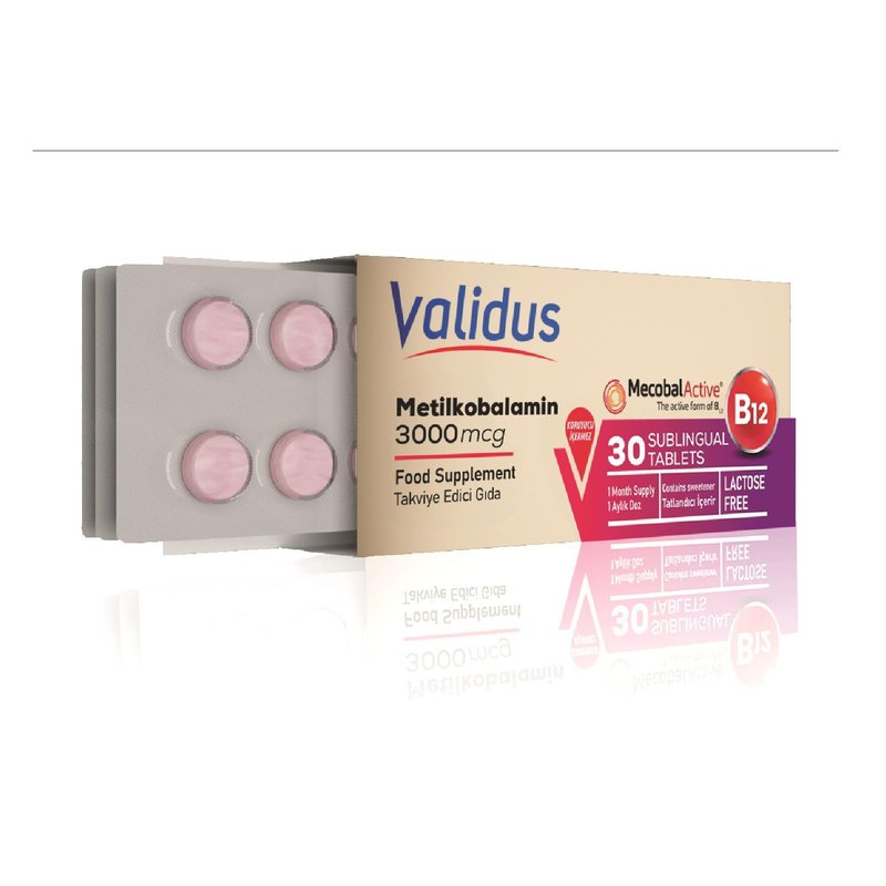 Validus Vitamin B12 3000 mcg Sublingual 30 Blister Tablets