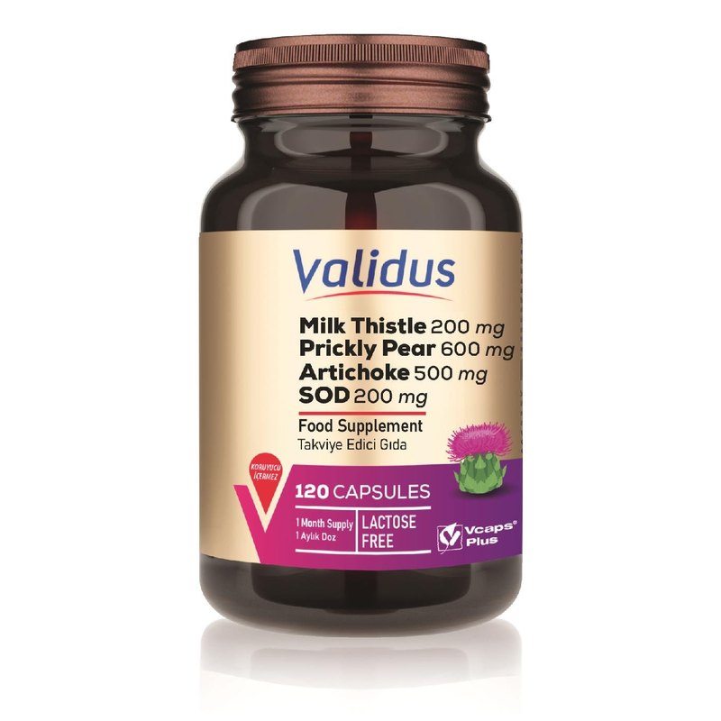 Validus Liver Milk Thistle 200 mg + Artichoke 500 mg 120 Capsules (Vcaps Plus)