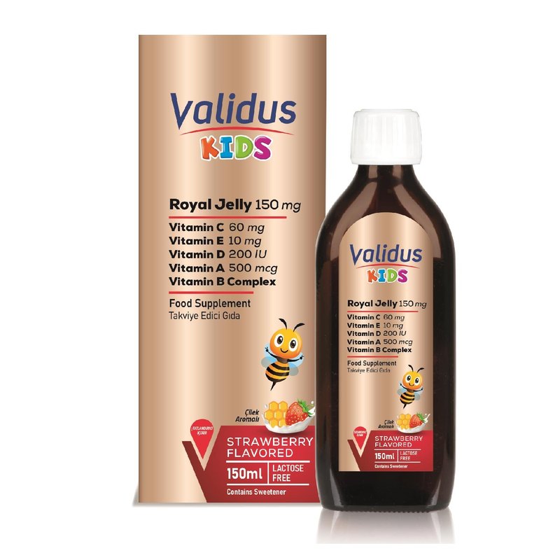 Validus Royal Jelly Vitamin B12 + Vitamin B3 + Vitamin D3 + Vitamin C + Folic Acid 150 ml Syrup