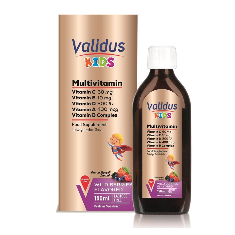 Validus Multivitamin Vitamin B12 + Vitamin B3 + Vitamin D3 + Vitamin A + Folic Acid 150 ml Syrup