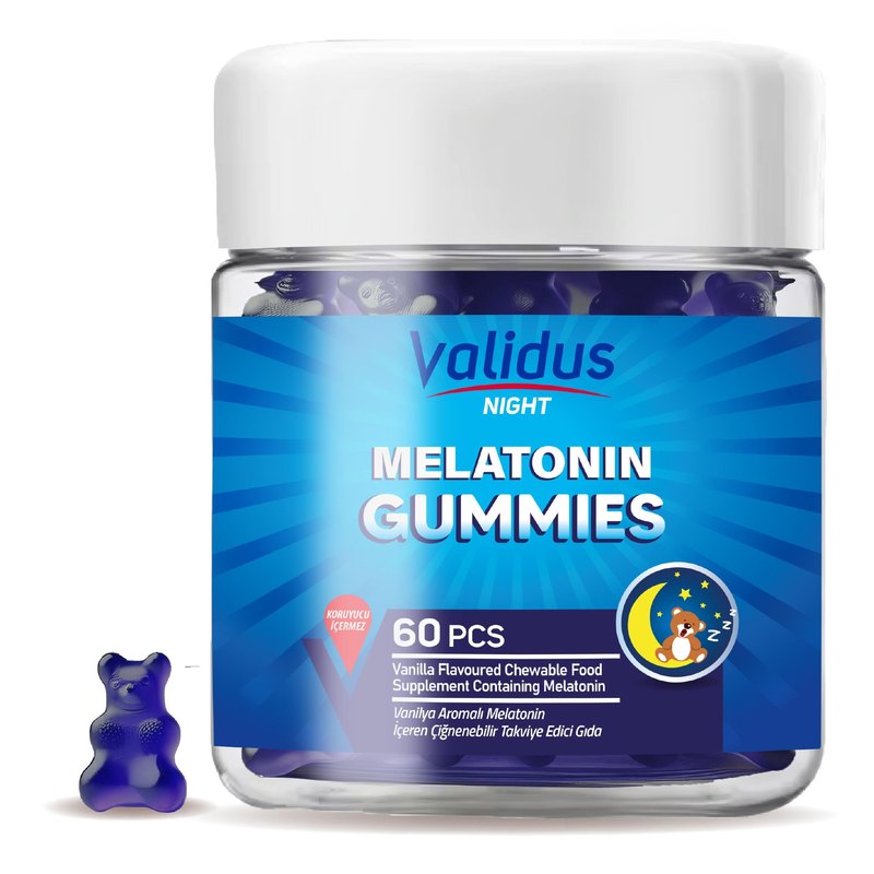 Validus Nigth Melatonin 1 mg 50 Gummies (Bovine Gelatin)