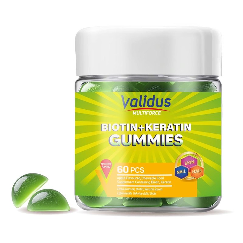 Validus Multiforce Biotin + Keratin 60 Gummies (Pectin)
