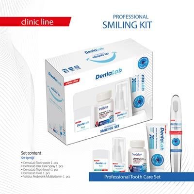 Dentalab Clinic Seri Profesyonel Gülümseme Seti (Diş Macunu Bakım Spreyi Çiğneme Tableti Diş Fırçası Ipi)